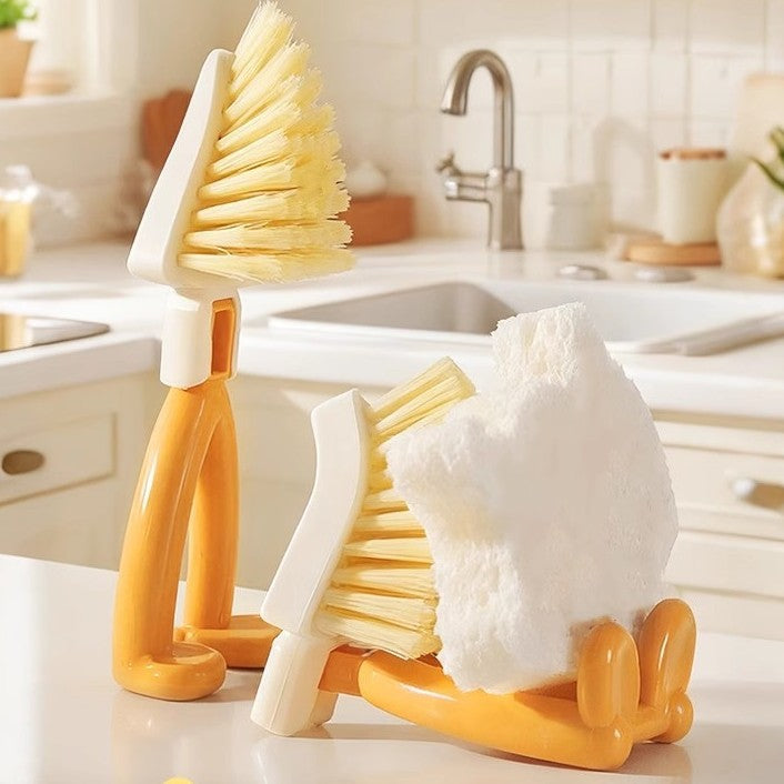 2-in-1 Dish Scrub Brush & Sponge Holder for Kitchen Cleaning
