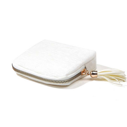 💎 Luxe Velvet Travel Jewelry Organizer – 5-Compartment Tangle-Free Storage Bag with Secure Tassel Zipper ✨