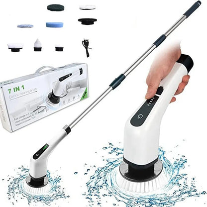 Long-Handle Electric Spin Scrubber for Bathroom & Tile