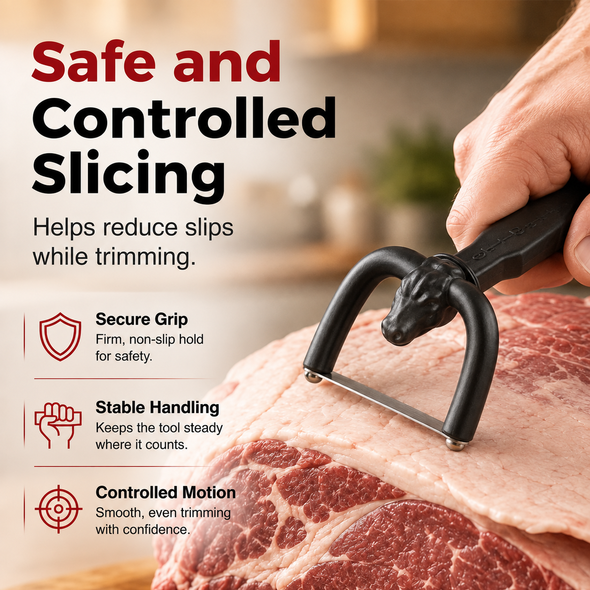 🥩 Precision Handheld Fat Trimmer for Beef & Pork