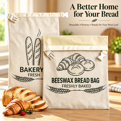 🍞 Reusable Beeswax Bread Bag – Fresh Up to 30 Days