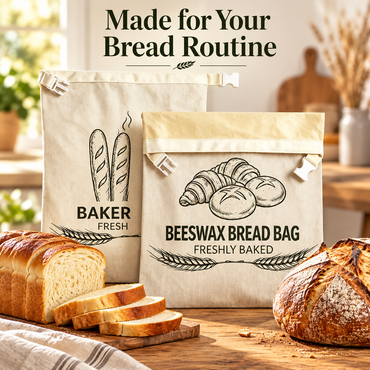 🍞 Reusable Beeswax Bread Bag – Fresh Up to 30 Days