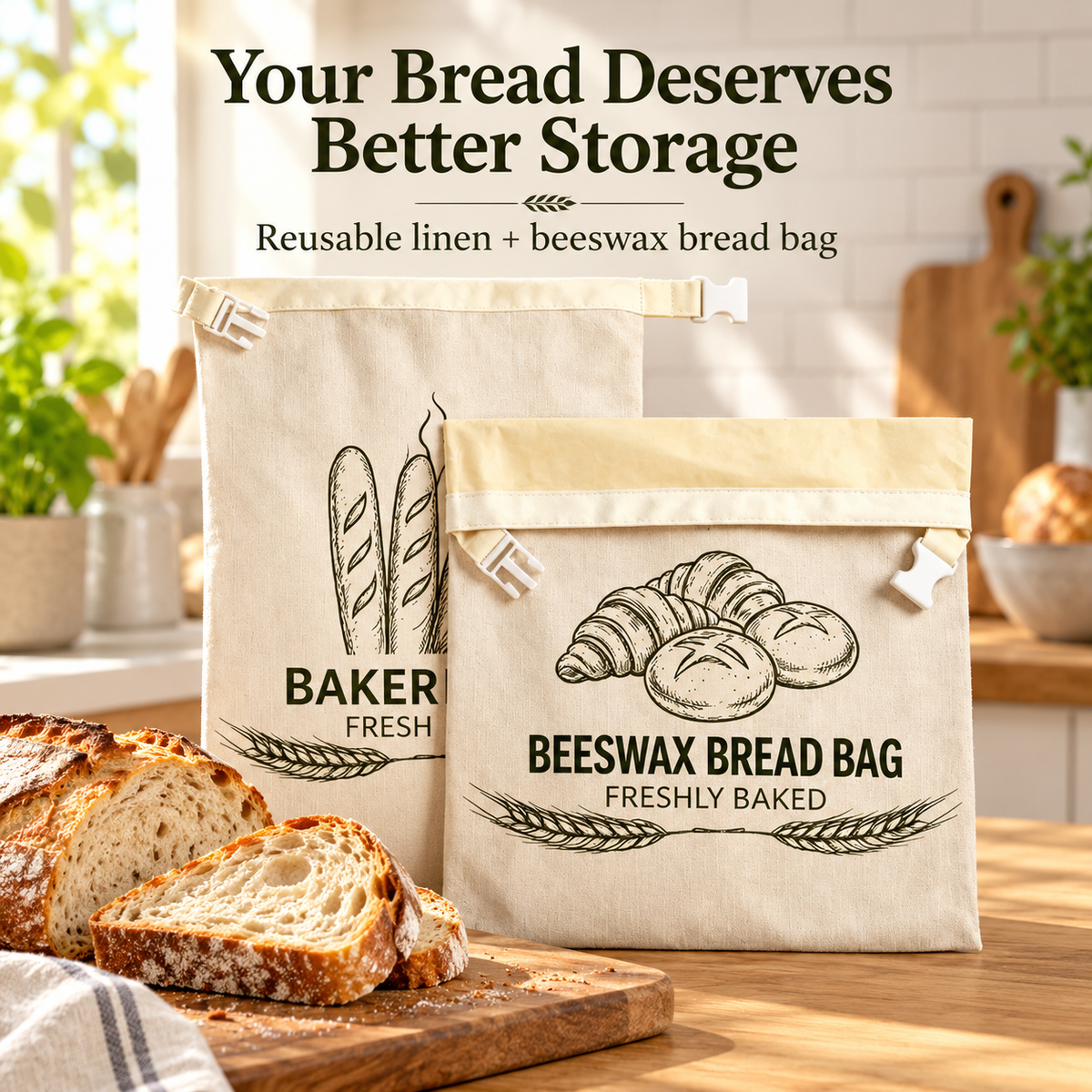 🍞 Reusable Beeswax Bread Bag – Fresh Up to 30 Days
