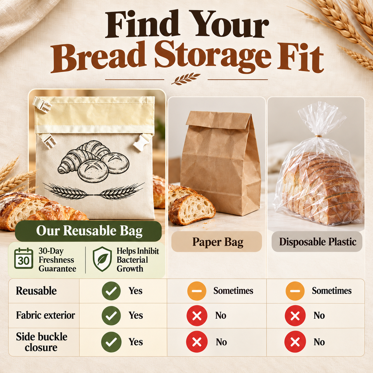 🍞 Reusable Beeswax Bread Bag – Fresh Up to 30 Days