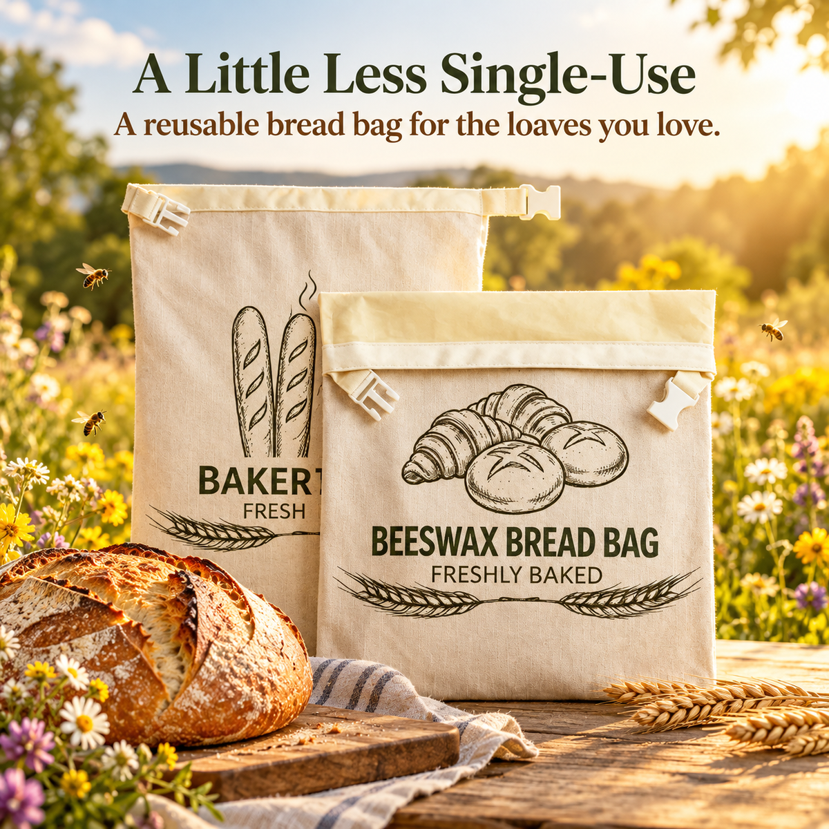 🍞 Reusable Beeswax Bread Bag – Fresh Up to 30 Days