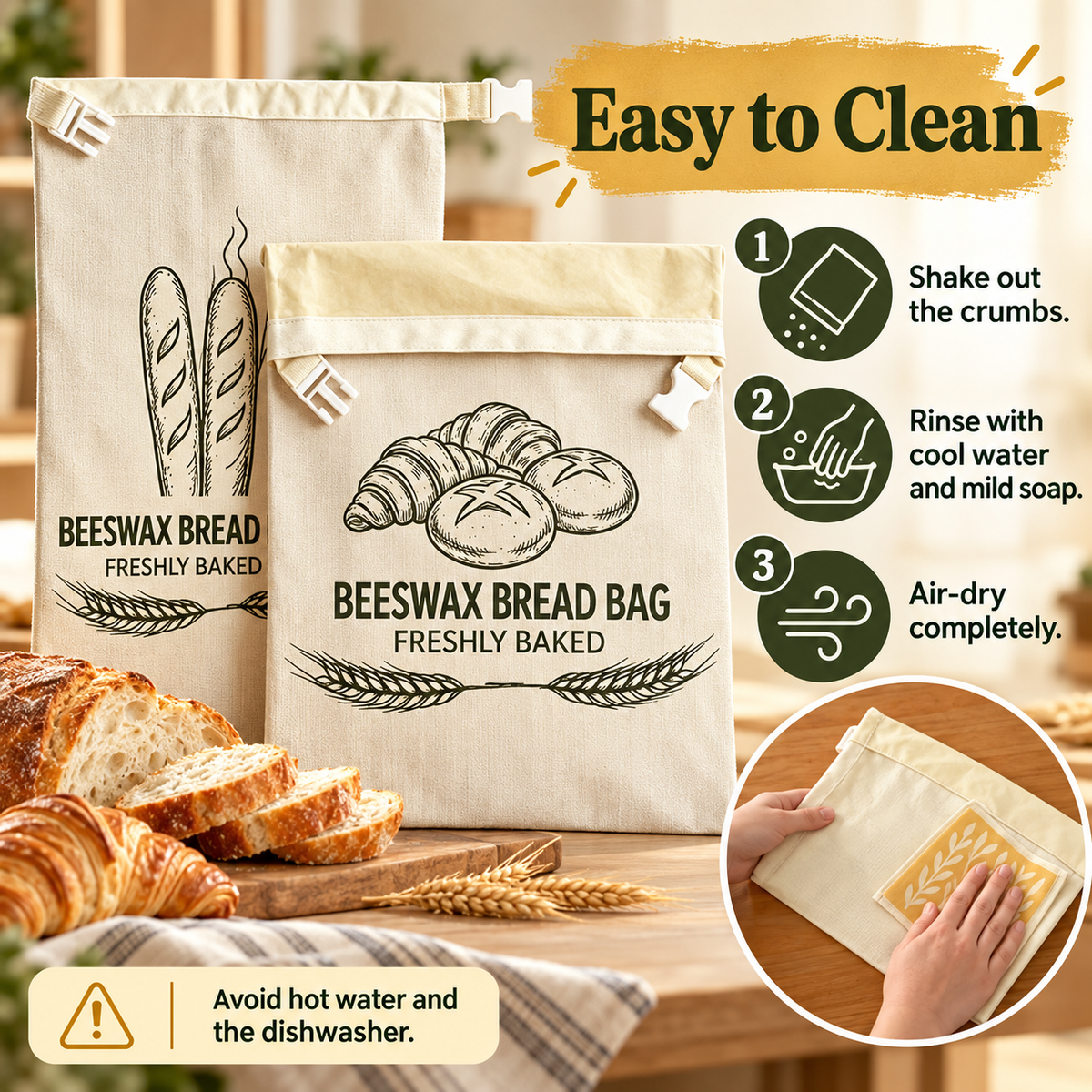 🍞 Reusable Beeswax Bread Bag – Fresh Up to 30 Days