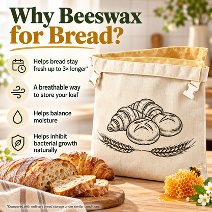 🍞 Reusable Beeswax Bread Bag – Fresh Up to 30 Days