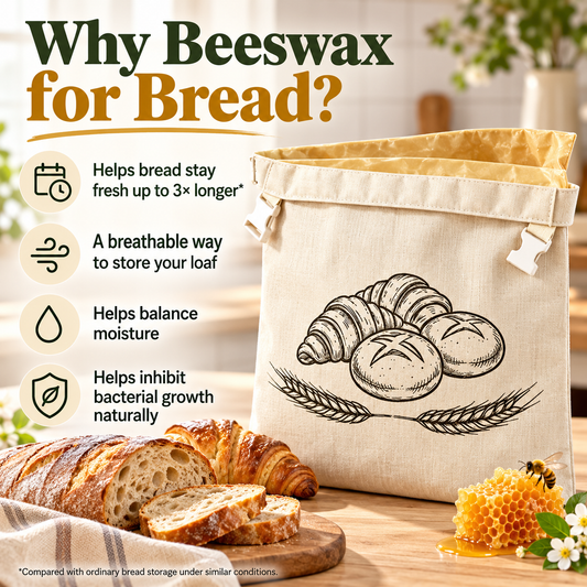 🍞 Reusable Beeswax Bread Bag – Fresh Up to 30 Days