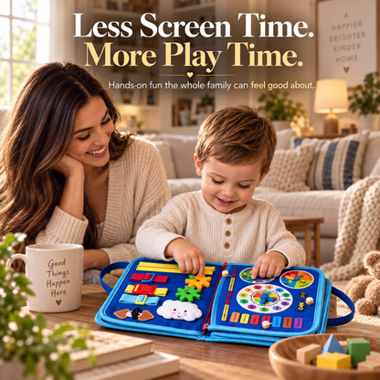 16-in-1 Montessori Busy Book with 8 Interactive Pages | Screen-Free Play for Curious Little Minds