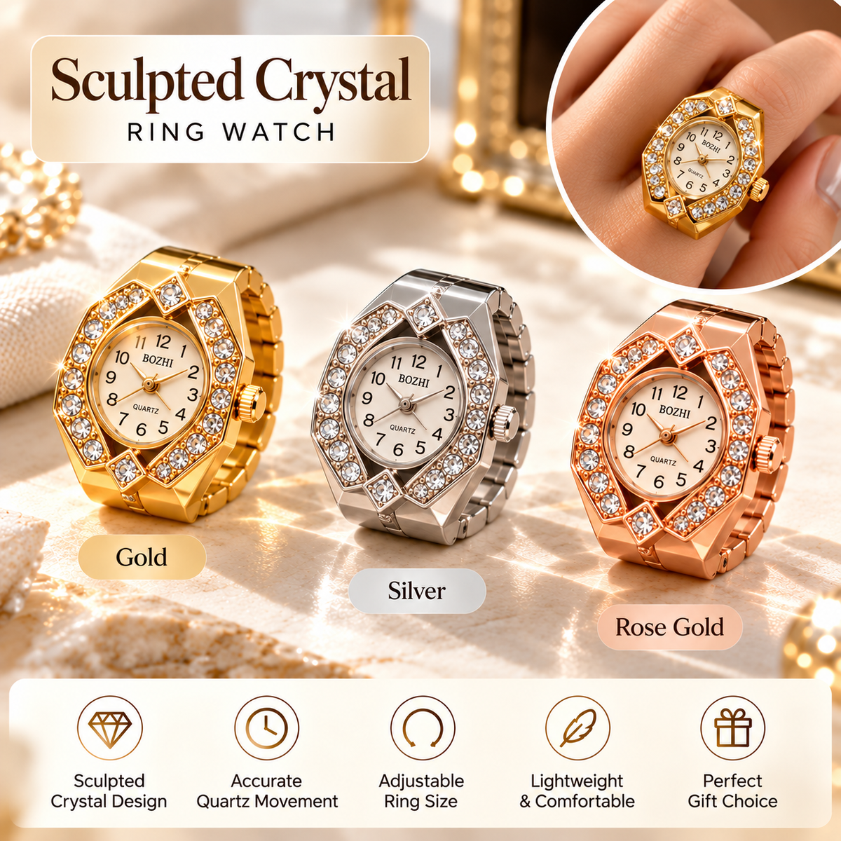 ✨ A Watch You Wear Like a Ring 💍 Find Your Perfect Combination 4 Signature Styles. 3 Elegant Colors. Endless Ways to Mix & Match.