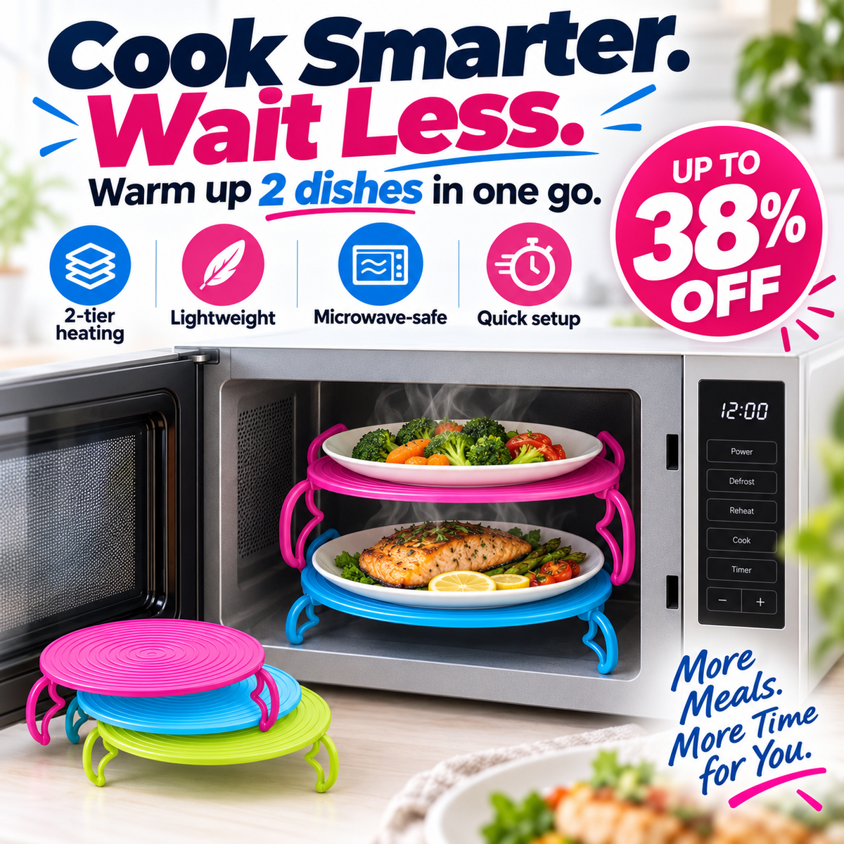 📢Stop Reheating One Plate at a Time — Heat Two at Once.