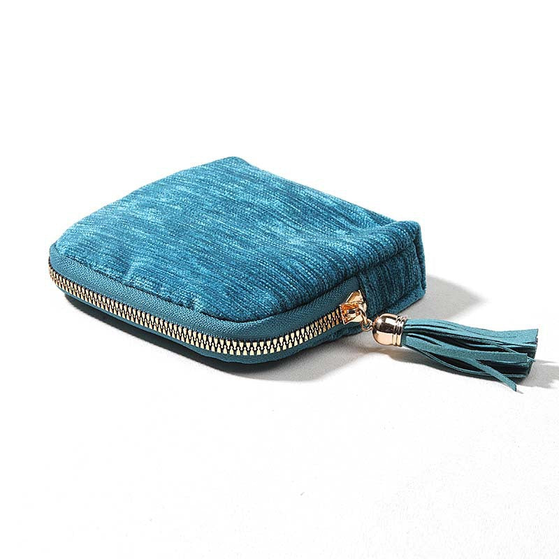 💎 Luxe Velvet Travel Jewelry Organizer – 5-Compartment Tangle-Free Storage Bag with Secure Tassel Zipper ✨