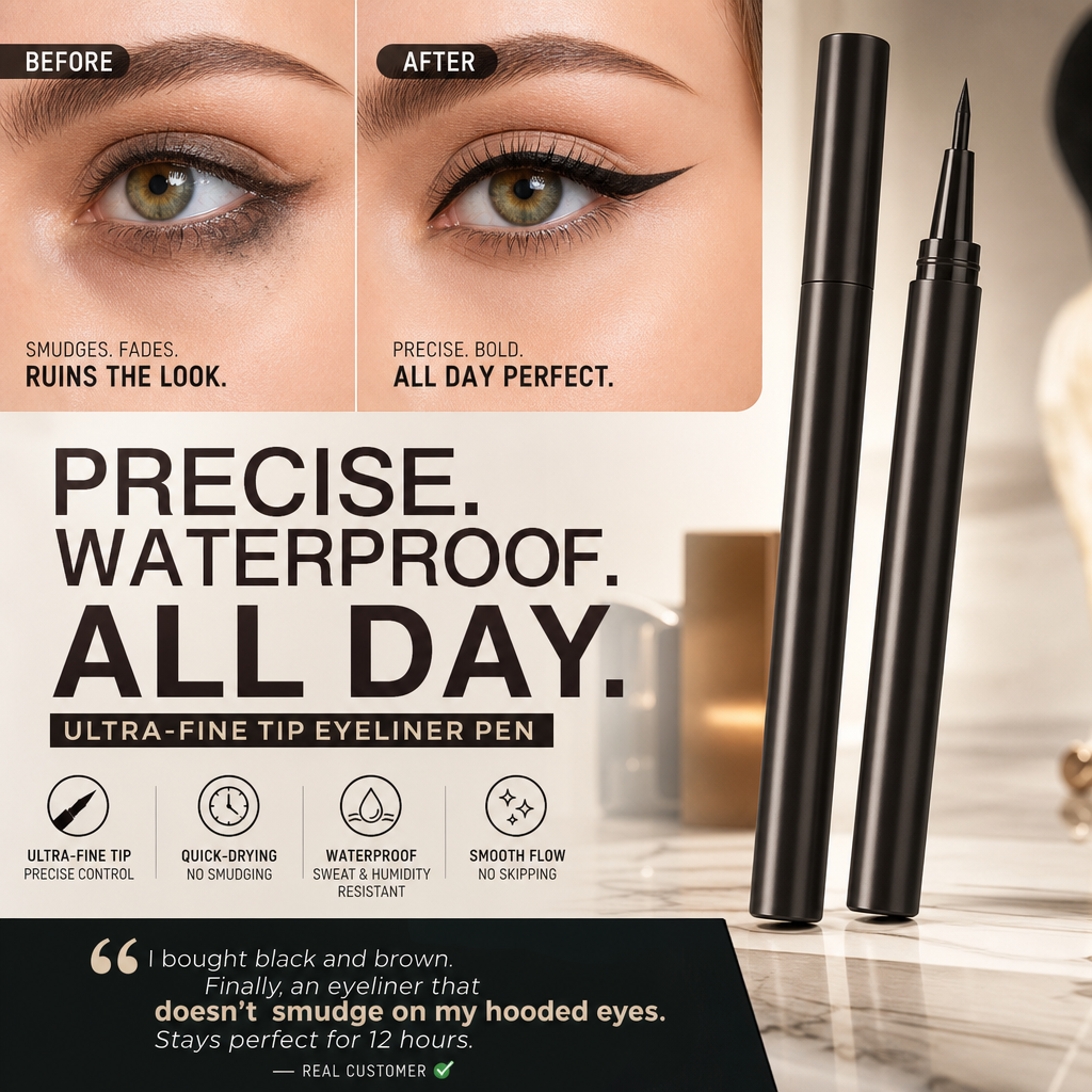 🥳2026 HOT SALE🥳💞50K+ SOLD!👁️💧 BUY 2 GET 1 FREE! Waterproof Liquid Eyeliner – Ultra‑fine tip, fast‑drying, 12H wear. No smudge, no fade. Gentle on eyes. 🖌️✨