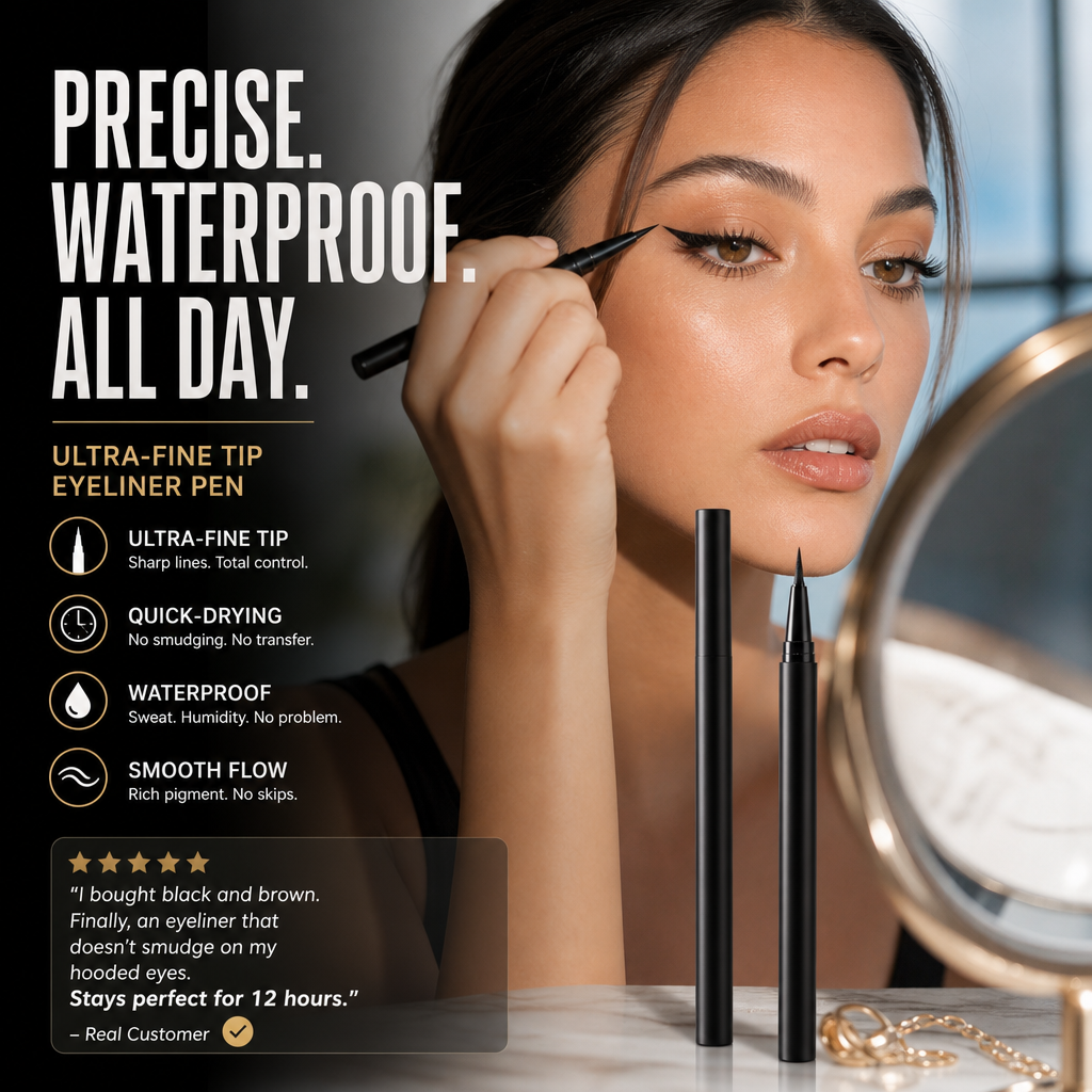 🥳2026 HOT SALE🥳💞50K+ SOLD!👁️💧 BUY 2 GET 1 FREE! Waterproof Liquid Eyeliner – Ultra‑fine tip, fast‑drying, 12H wear. No smudge, no fade. Gentle on eyes. 🖌️✨