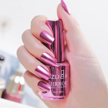 Metallic Mirror Nail Polish – High-Shine Chrome Finish, No UV Needed 🎁 Buy 1 Get 1 FREE ✨ Mirror-Like Shine · ⚡ Fast Air-Dry · 💡 No UV Lamp · 🎨 12 Luxe Shades