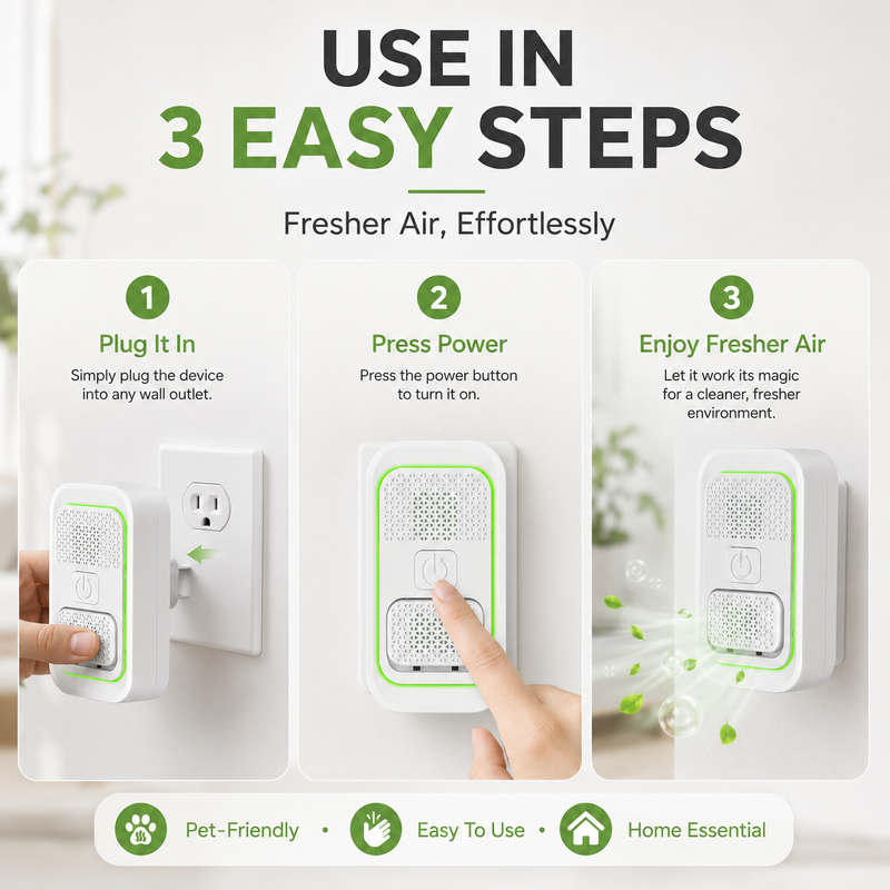 Mini Plug-In Ionic Air Purifier,Freshen Any Room — No Filters, No Fuss.