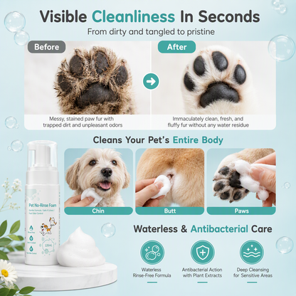 🐾 Save 75%! 🧼 No-Rinse Pet Cleansing Foam – For cats & dogs ✨